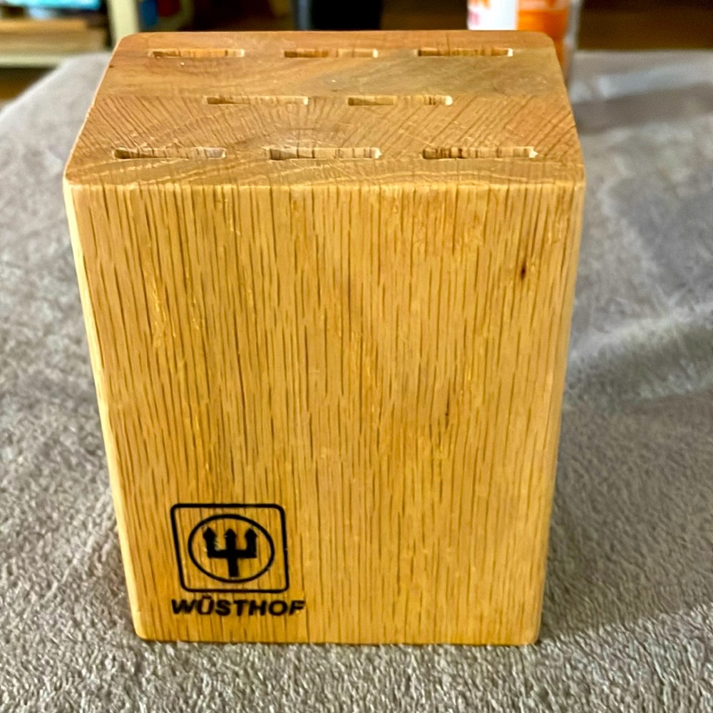Wusthof wooden knife block.  No knives